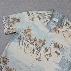 NWT American Eagle Large Tall Hawaiian Shirt Tropical Palm Tree Print